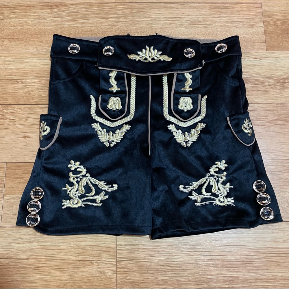 Lederhosen German Bavarian Lederhosen Oktoberfest Costume Cosplay Black Boys XL